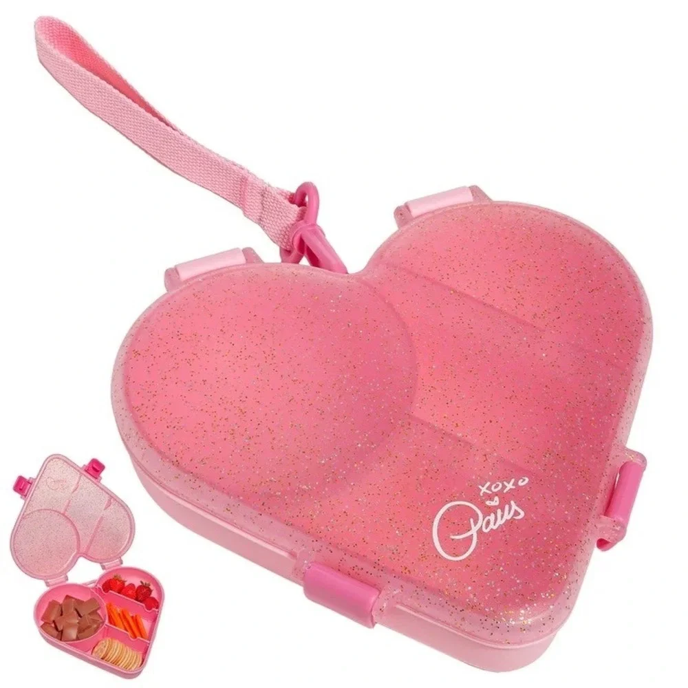 Paris Hilton Pink‎ Heart Bento Snack Box – Glitter Lid, Phone Stand, Bow NWT